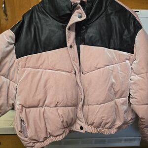 Celebrity Pink Black and Pink Puffer Jacket
